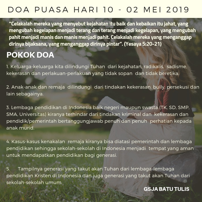 Doa Puasa 40 Hari Hari Ke 10 Gsja Batu Tulis