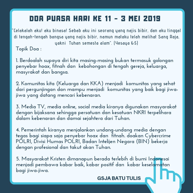 Doa Puasa 40 Hari Hari Ke 11 Gsja Batu Tulis